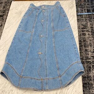 FARM Rio Light Blue Denim Midi Skirt